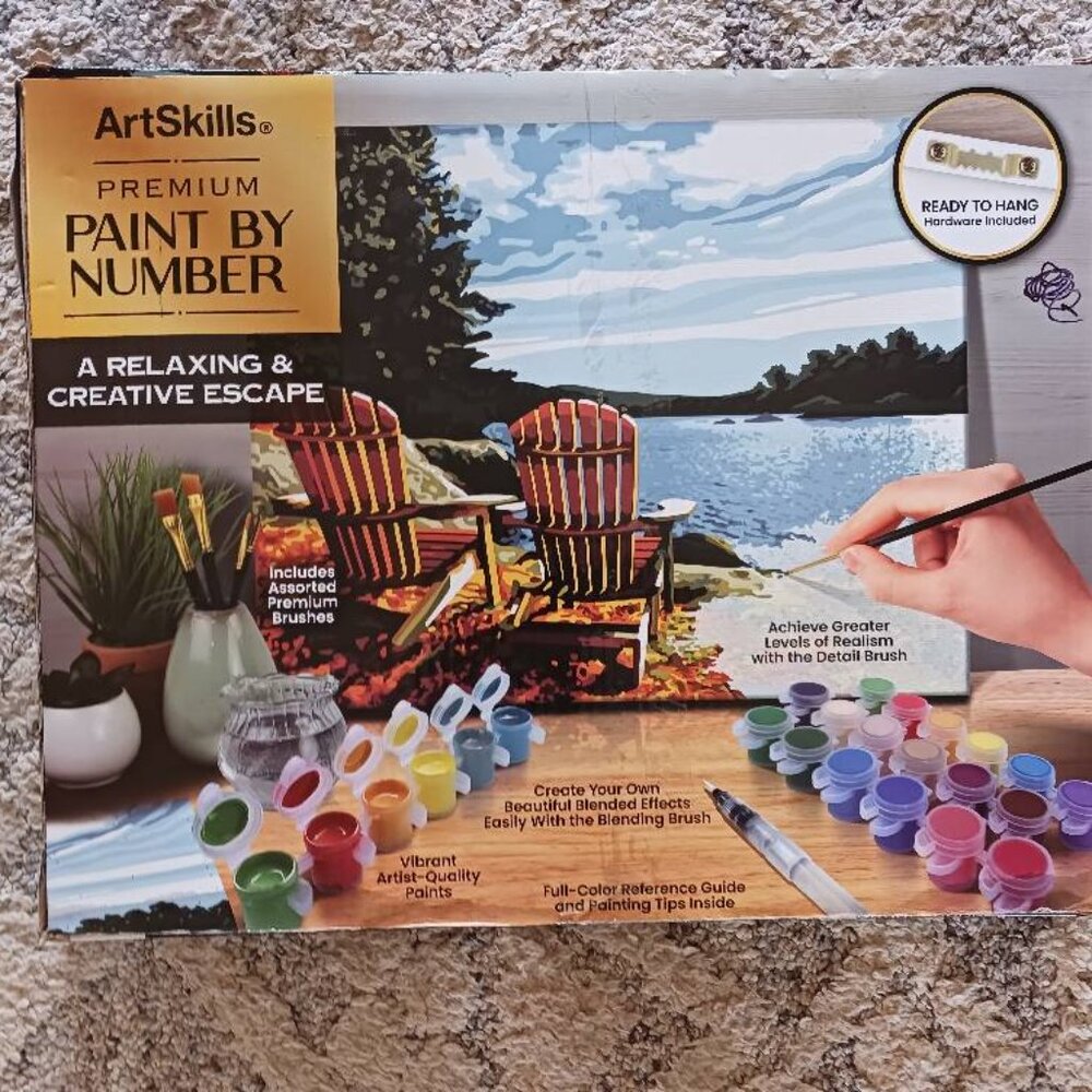 Art Skills Gold Collection PAINT BY NUMBER 16x20 Stretched Canvas Acrylic Paints